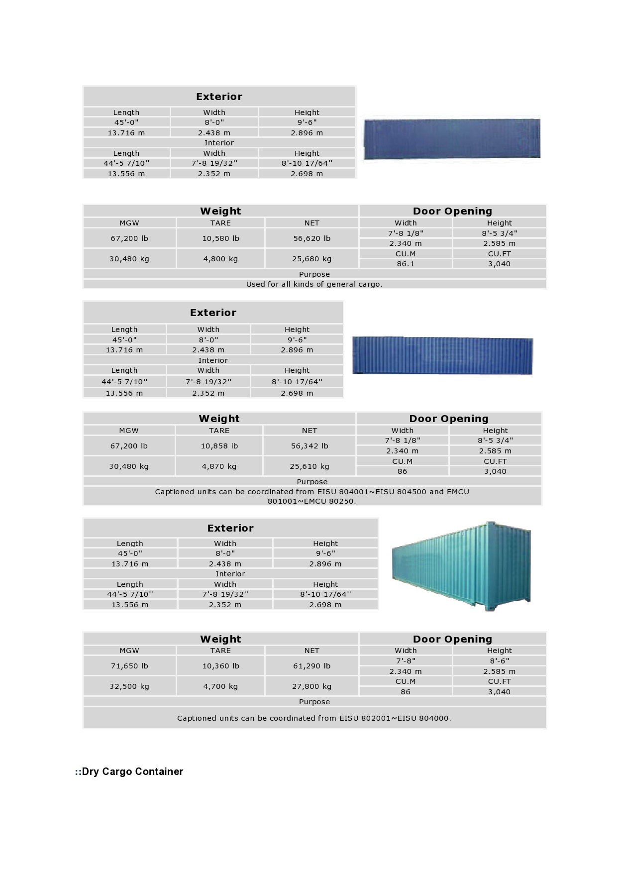 Specification Inco Ekdant Logistics
