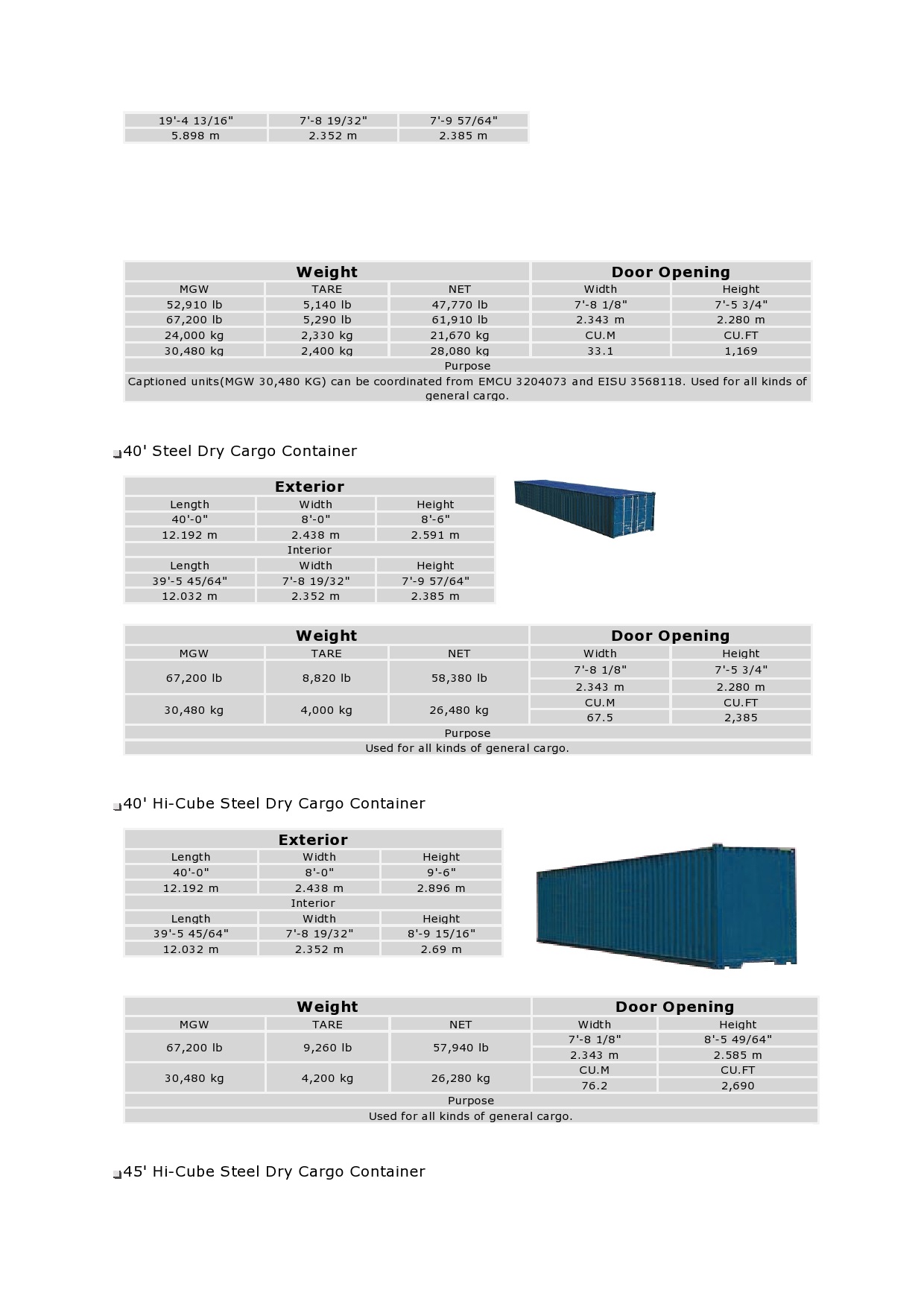 Specification Inco Ekdant Logistics